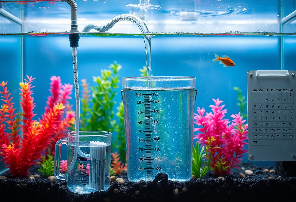 Aquarium water change setup for maintaining a healthy beginner fish tank